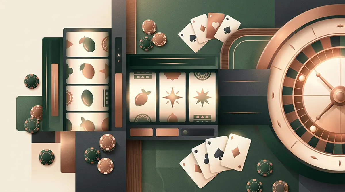 Editorial illustration representing game variety and live casino categories